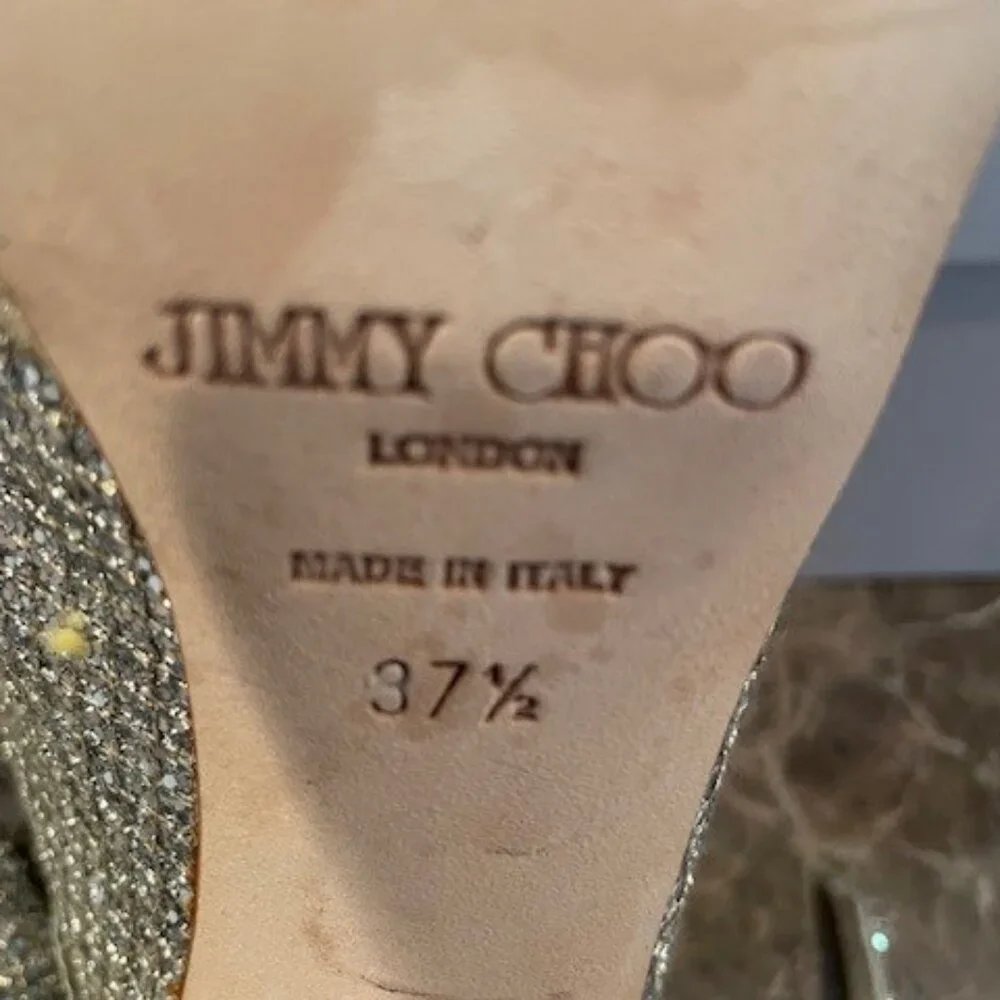 Jimmy Choo CLUE Champagne Platform PeepToe Slingback Heels – Sz 7.5